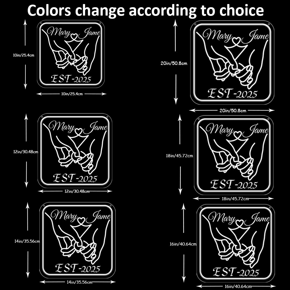 Custom hand-holding name and year neon sign, 3D engraving, personalised LED wall decoration, suitable suitable for wedding, Valentine's Day, birthday, home decoration, a unique and ideal gift for weddings, parties, anniversaries, housewarming and so on! - 图片 3