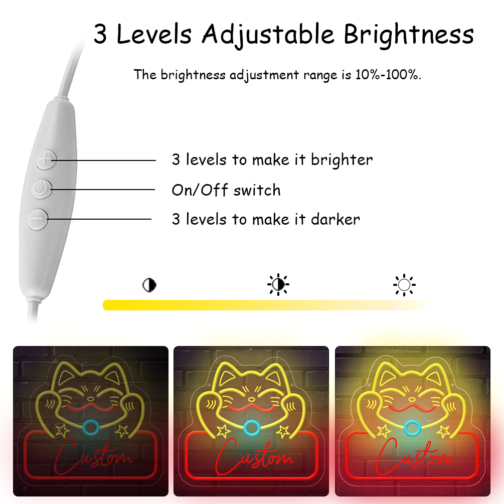 Custom Fortune Cat and Name Neon Sign, 3D Engraving, Personalised LED Neon Lights for Shops, Birthday Parties, Events, Children's Rooms, Bedrooms, Living Rooms and Home Decor, Unique and Ideal Gift for Shops, Birthdays, Parties, Children's Day, Housewarming and other events! - 图片 5