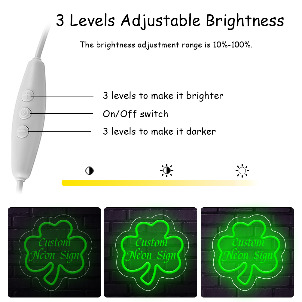 Clover pattern custom name neon sign, personalised LED neon sign with 3D engraving, suitable for weddings, bedrooms, living room decorations, unique and ideal gift for birthdays, weddings, graduations, children's day, housewarming and more! - 图片 5