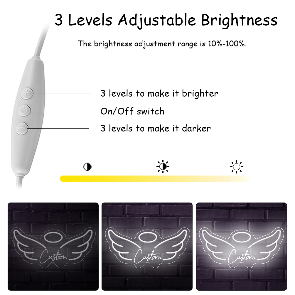 Custom angel pattern LED neon sign with personalised 3D engraving for barbershops, lounges, events, bedrooms, living rooms and home décor, unique and ideal gift for birthdays, lounges, ceremonies, cinemas, housewarmings and more! - 图片 5