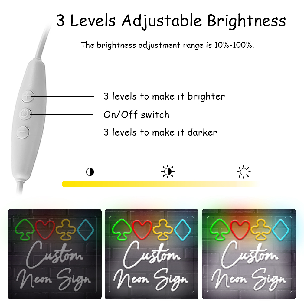 Bespoke multi-coloured playing cards and name neon signs with personalised LED neon lights for games rooms, events, parties, bars, bedrooms, living rooms and home décor, unique and ideal gifts for games rooms, parties, clubs, housewarmings and more! - 图片 5