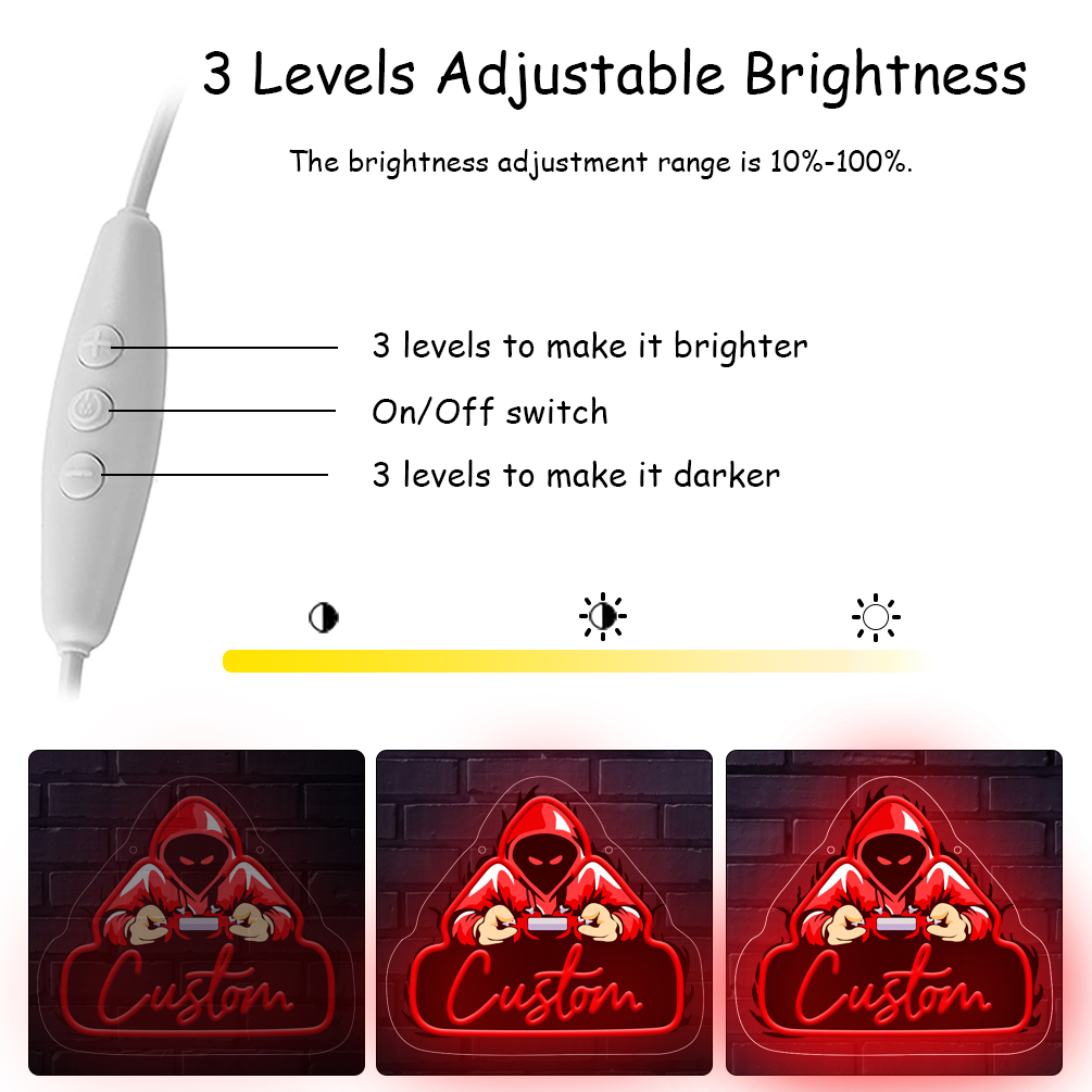 Custom name neon sign for handheld game console, personalised UV LED neon for events, children's rooms, bedrooms, living rooms and home decoration, unique and ideal gift for birthdays, weddings, graduations, children's day, housewarming and more! - 图片 5