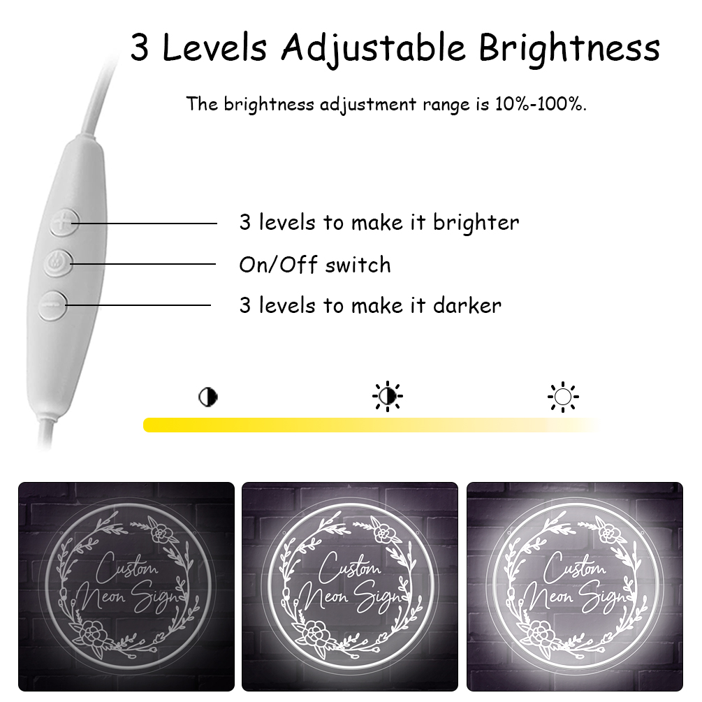 Patterned custom name neon sign, 3D engraving, personalised LED neon light, suitable for wedding, children's room, bedroom, living room decorations, unique and ideal gift for birthdays, weddings, Mother's Day, Children's Day, housewarming and more! - 图片 5