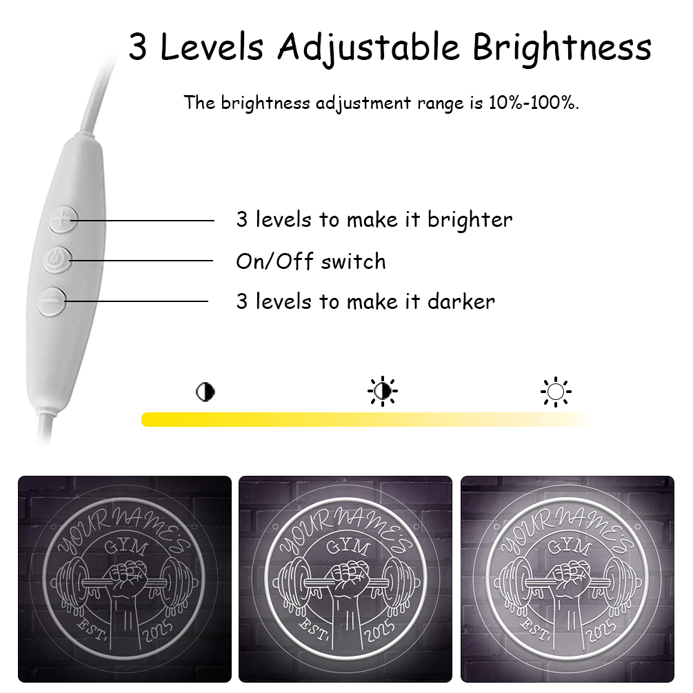 Custom Dumbbell Gym and Name Neon Lights, 3d Engraving, Personalised LED Neon Lights for Events, Gyms, Bedrooms, Living Rooms and Home Decor, Unique and Ideal Gifts for Birthdays, Parties, Gyms, Bedrooms, Ceremonies and more! - 图片 5