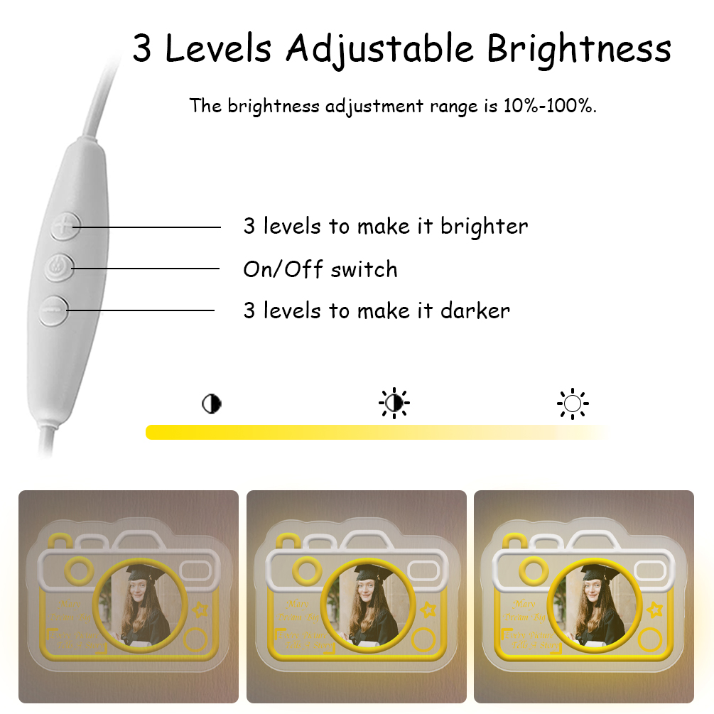 Custom camera picture and name neon sign, personalised UV LED neon for graduation season, weddings, studios, parties, photo clubs, living rooms and home decor, ideal gift for weddings, parties, birthdays, housewarming and other perfect matches! - 图片 5