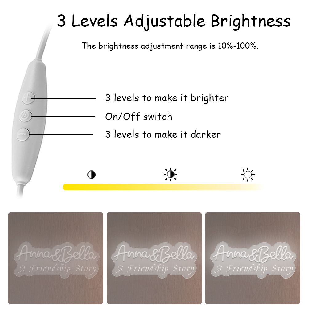 Custom a friendship story and name neon sign, 3D engraving, personalised LED neon light, suitable for good friends, siblings, living room and home decoration, ideal gift for parties, birthdays, housewarming and other perfect match! - 图片 5