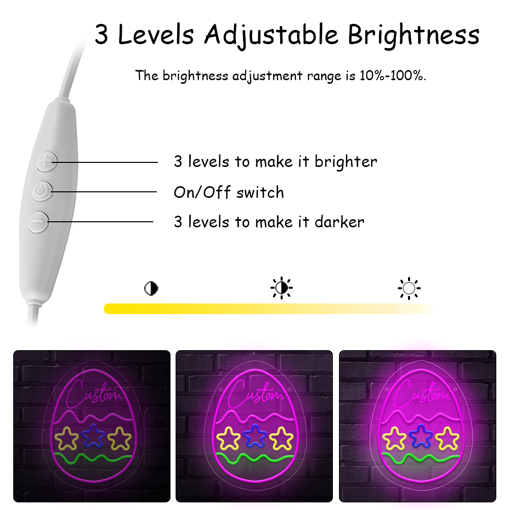 Custom Easter Egg and Name Neon Signs , 3D Engraving, Personalised LED Neon for Easter Parties, Events, Children's Rooms, Bedrooms, Living Rooms and Home Decor, Unique and Ideal Gifts for Easter, Birthdays, Children's Day, Housewarming and more! - 图片 5