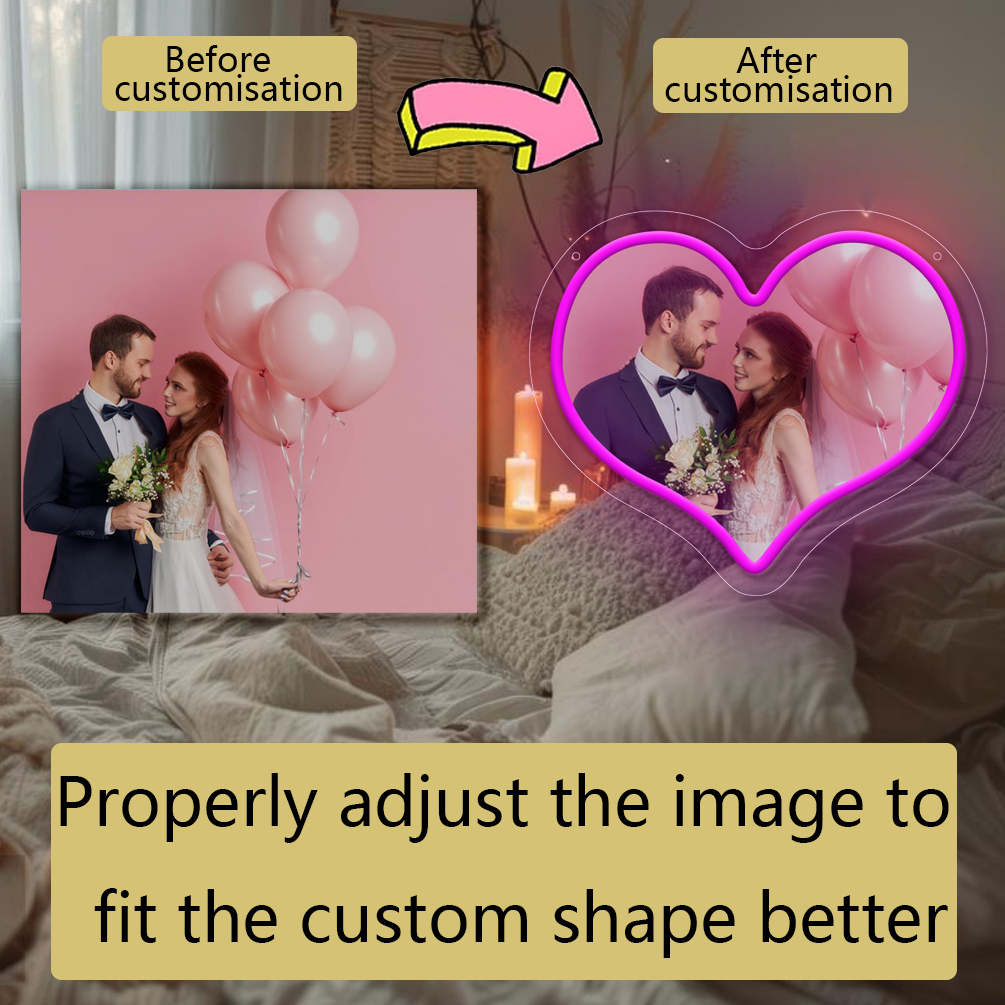 Customised heart shaped UV neon sign for living room, bedroom, office, bar, restaurant Unique LED neon illuminated sign for personalised neon decorations for weddings, birthdays, Christmas, New Year, housewarming etc. - 图片 6