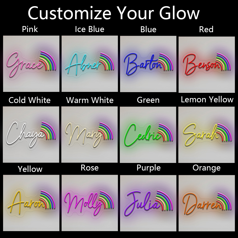 Rainbow pattern custom name neon sign , personalised LED neon light for graduation, parties, events, children's rooms, bedrooms, living rooms and home decorations, unique and ideal gift for parties, graduation, children's day, housewarming and more! - 图片 8