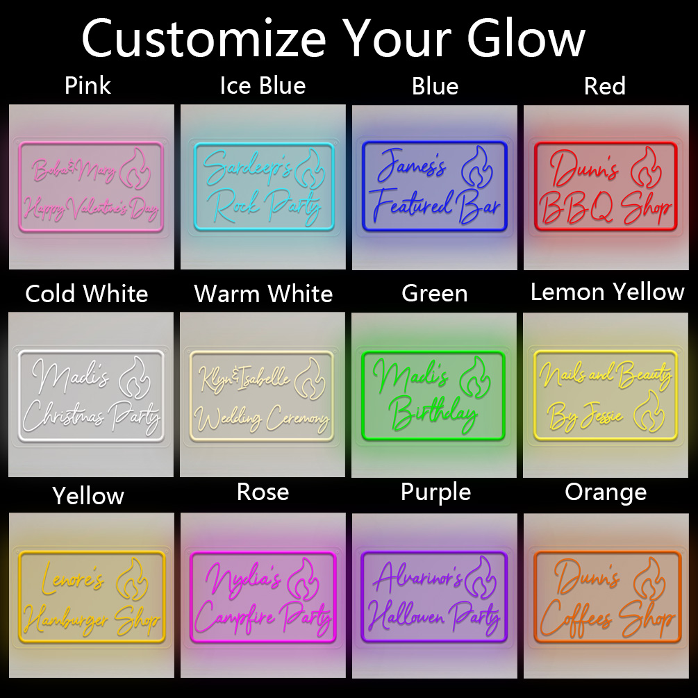 Custom Flame Patterns and Name Neon Signs, 3D Engraving, Personalised LED Neon Weddings, Events, BBQs, Bars, Bedrooms, Living Rooms and Home Decor, Unique Ideal Gifts for Birthdays, Weddings, Graduation, Festivals, Housewarming and more! - 图片 7