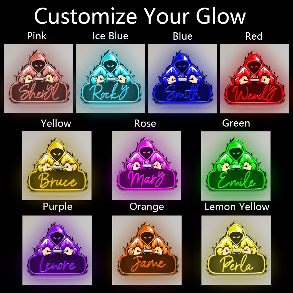 Custom name neon sign for handheld game console, personalised UV LED neon for events, children's rooms, bedrooms, living rooms and home decoration, unique and ideal gift for birthdays, weddings, graduations, children's day, housewarming and more! - 图片 8