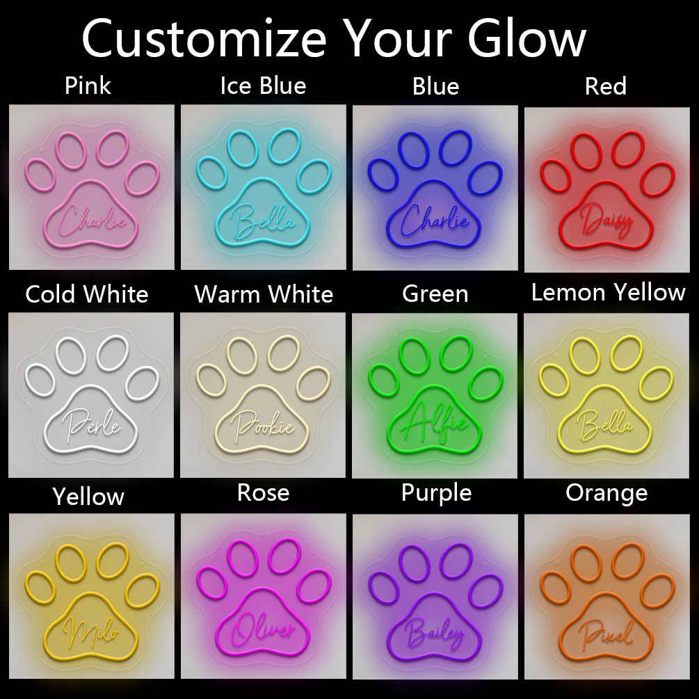 Custom animal paw and name neon light with 3D engraving and personalised LED neon light, suitable for pet shops, events, children's rooms, bedrooms, living rooms and home decorations, unique and ideal gifts for birthdays, parties, pet shops, children's day, housewarming and more! - 图片 8