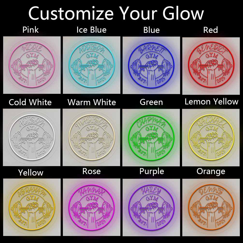Custom Dumbbell Gym and Name Neon Lights, 3d Engraving, Personalised LED Neon Lights for Events, Gyms, Bedrooms, Living Rooms and Home Decor, Unique and Ideal Gifts for Birthdays, Parties, Gyms, Bedrooms, Ceremonies and more! - 图片 8
